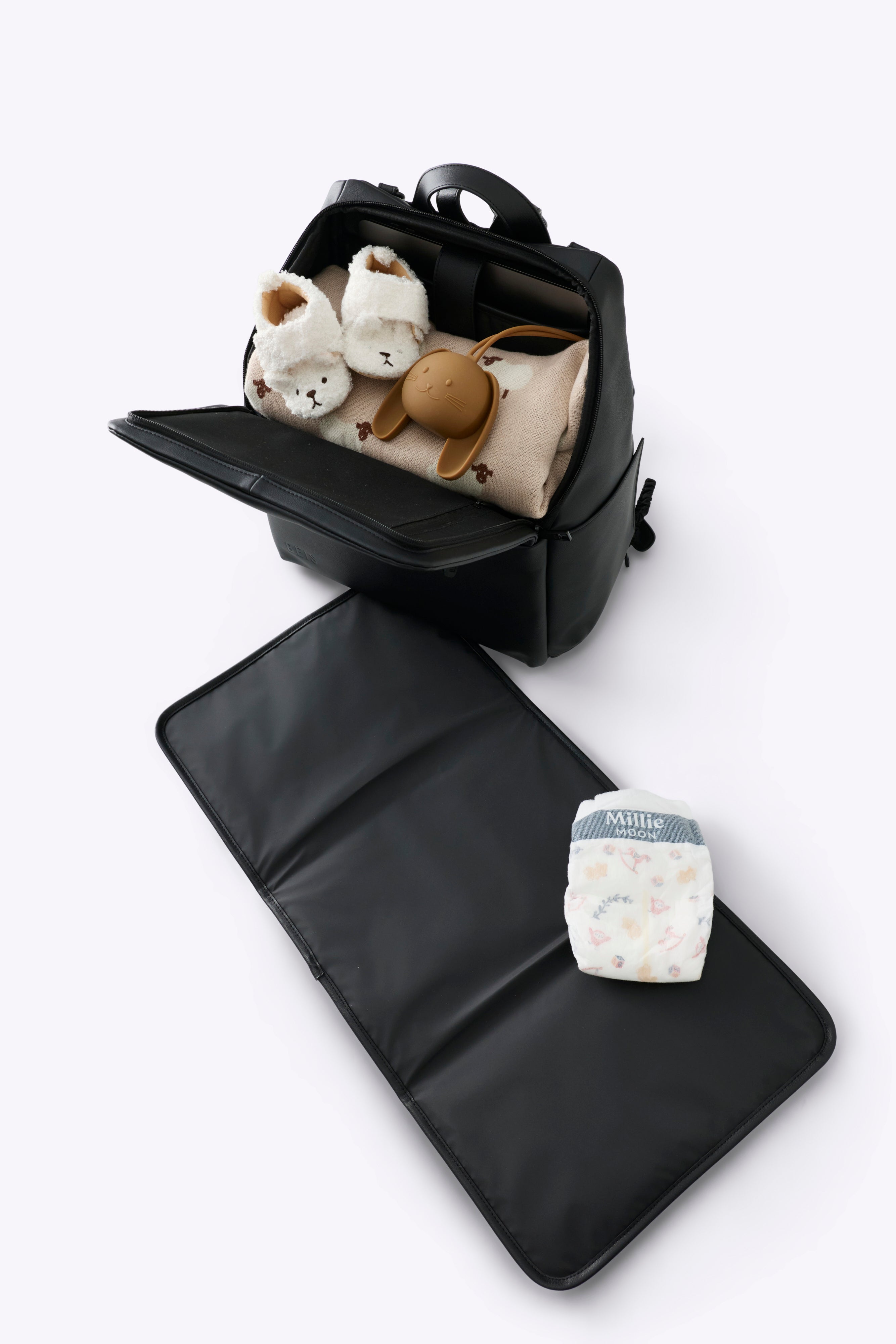Alternative view of The Everyday Diaper Backpack in Black Vegan Leather