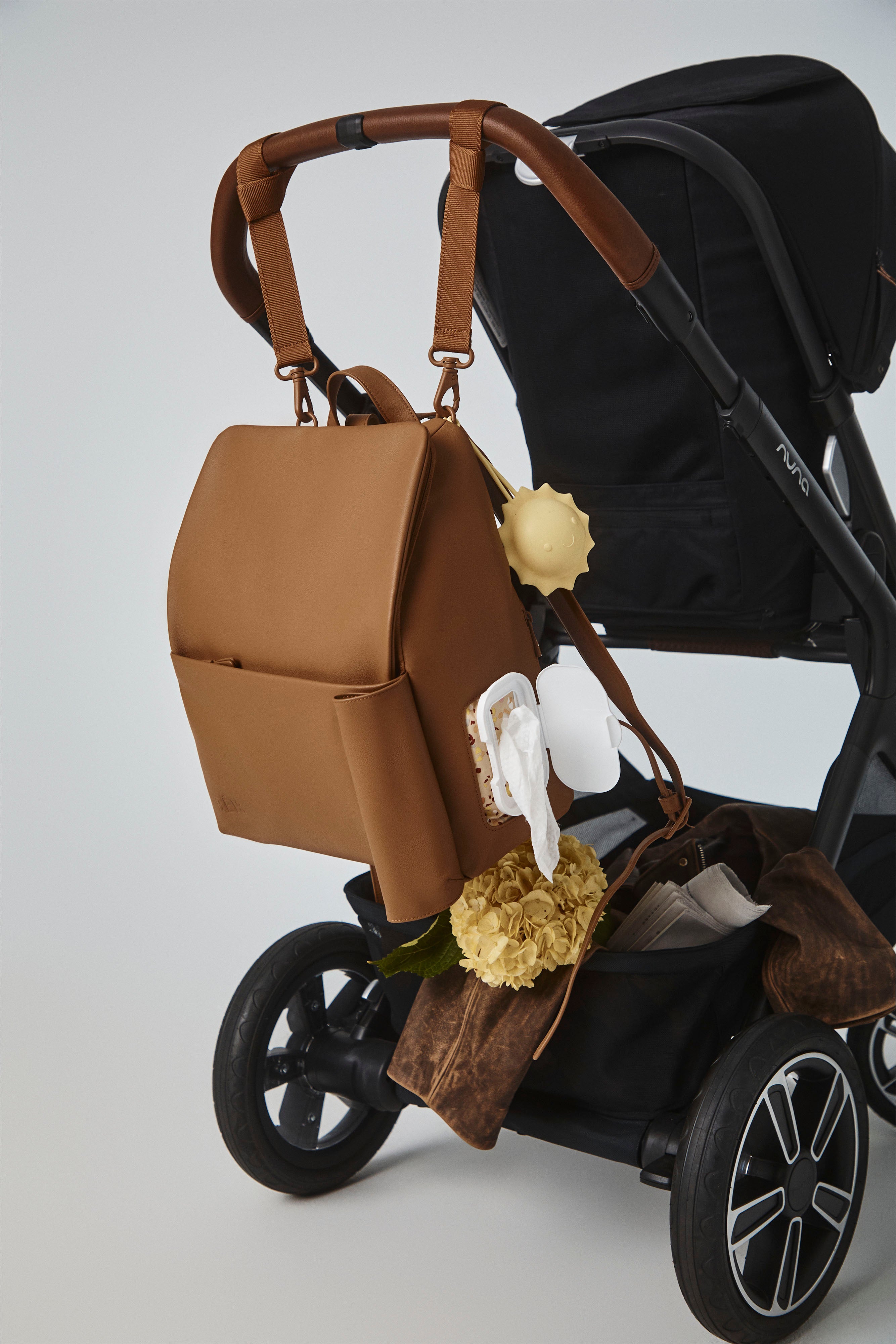 Alternative view of The Everyday Diaper Backpack in Camel Vegan Leather