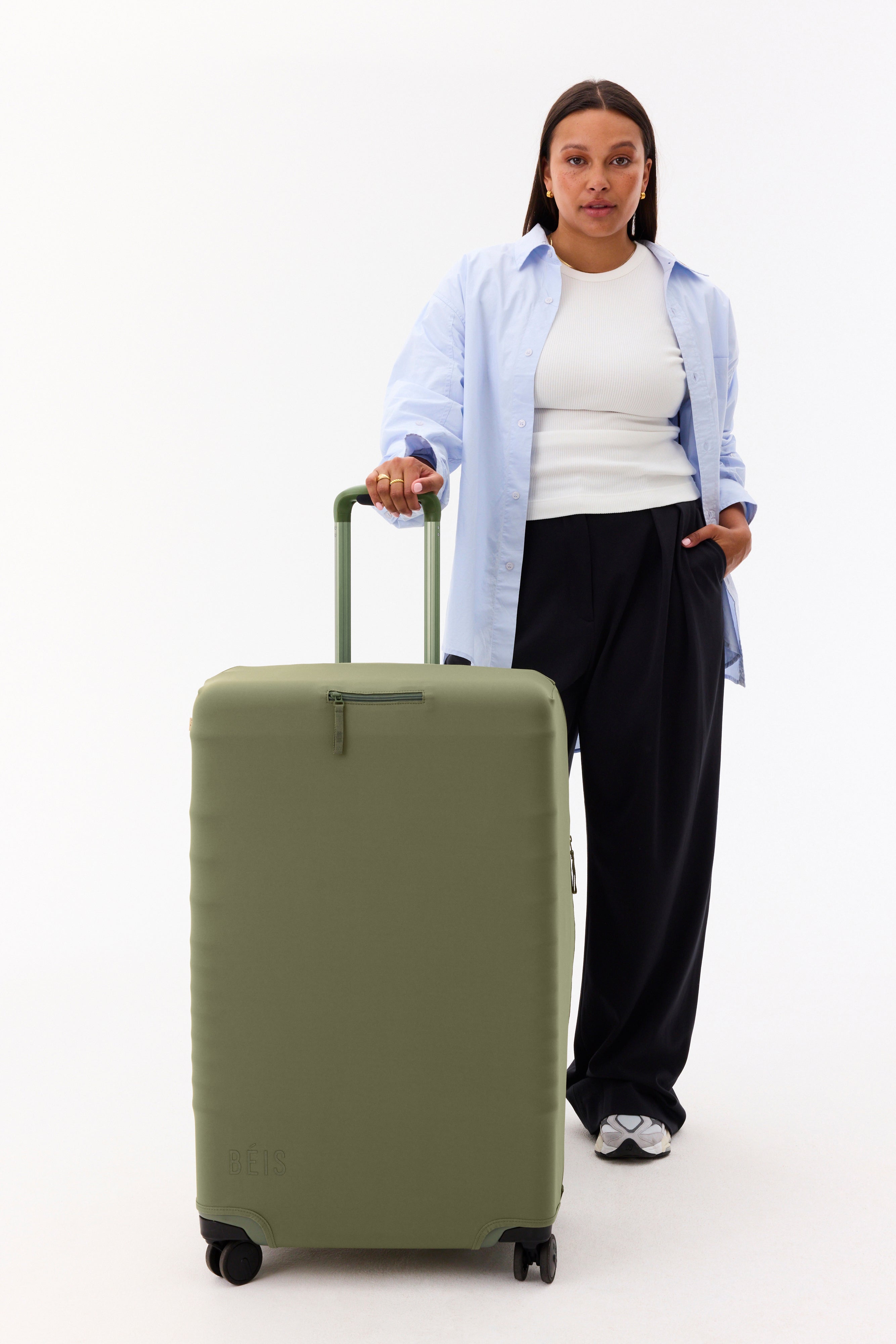 The Large Check-In Luggage Cover in Olive - Image 4