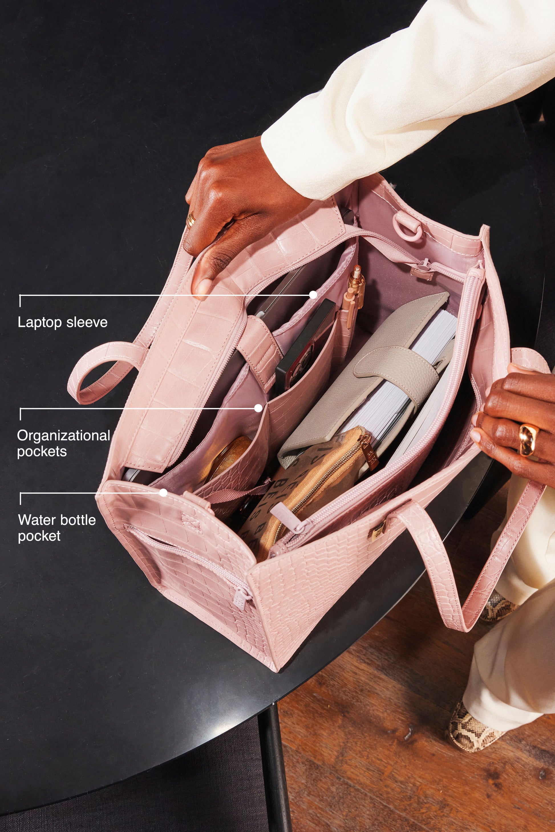Alternative view of The Work Tote in Atlas Pink Croc